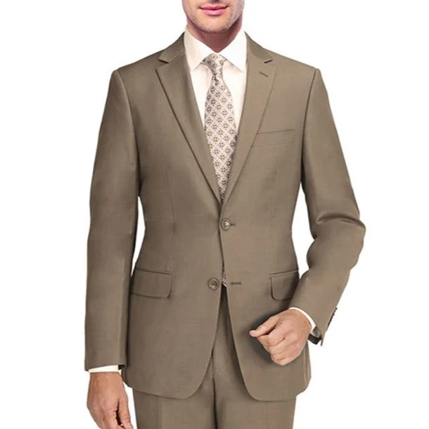 New York Man Italian Designer Oatmeal Taupe 2 Piece Suit (available in Modern fit)