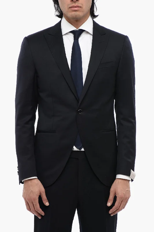 Corneliani Center Vent Peak Lapel 1-Button Blazer