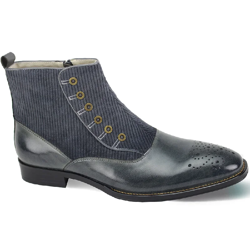 Spatcraft Elegance: Grey Plain Toe Spat Boot with Inside Zipper