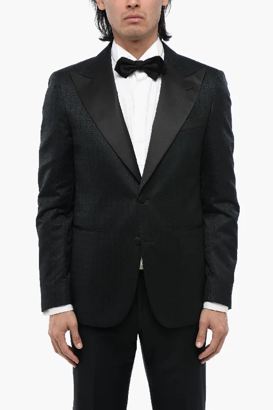 Corneliani Cc Collection Satin Peak Lapel Cerimonia Reward Jacquard Bla