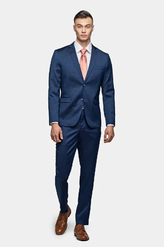 Blue Tickweave 2 Button Suit