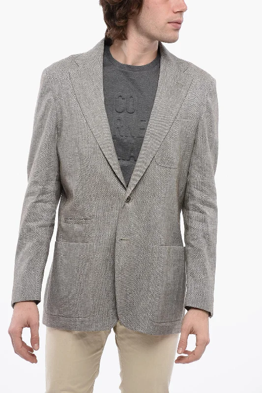 Corneliani Id Side Vents Notch Lapel Unlined Identity 2-Button Blazer