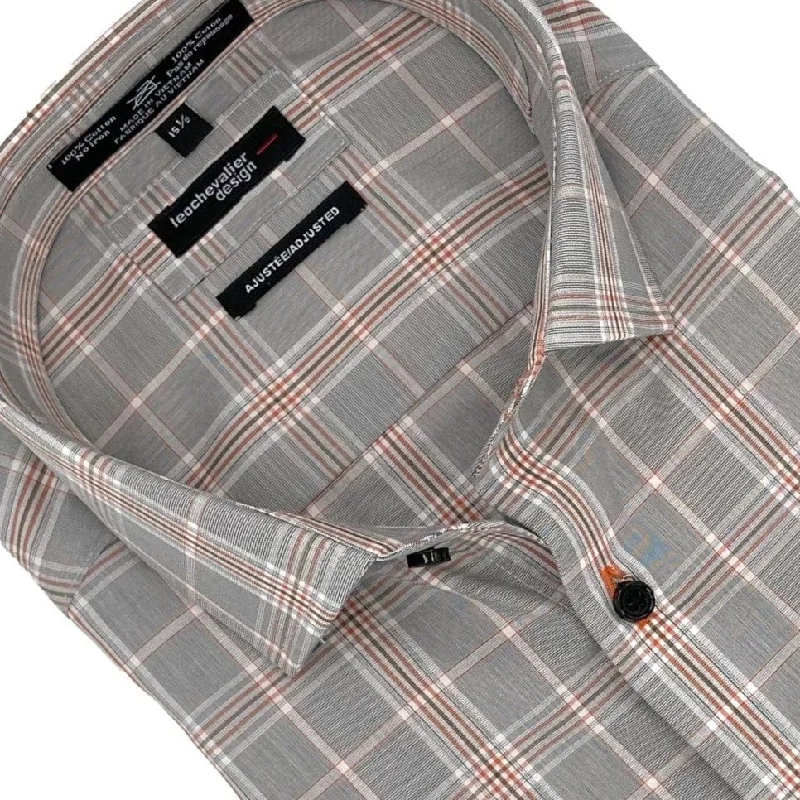 Orange Grey Plaid Dress Shirts for Sophisticated Men