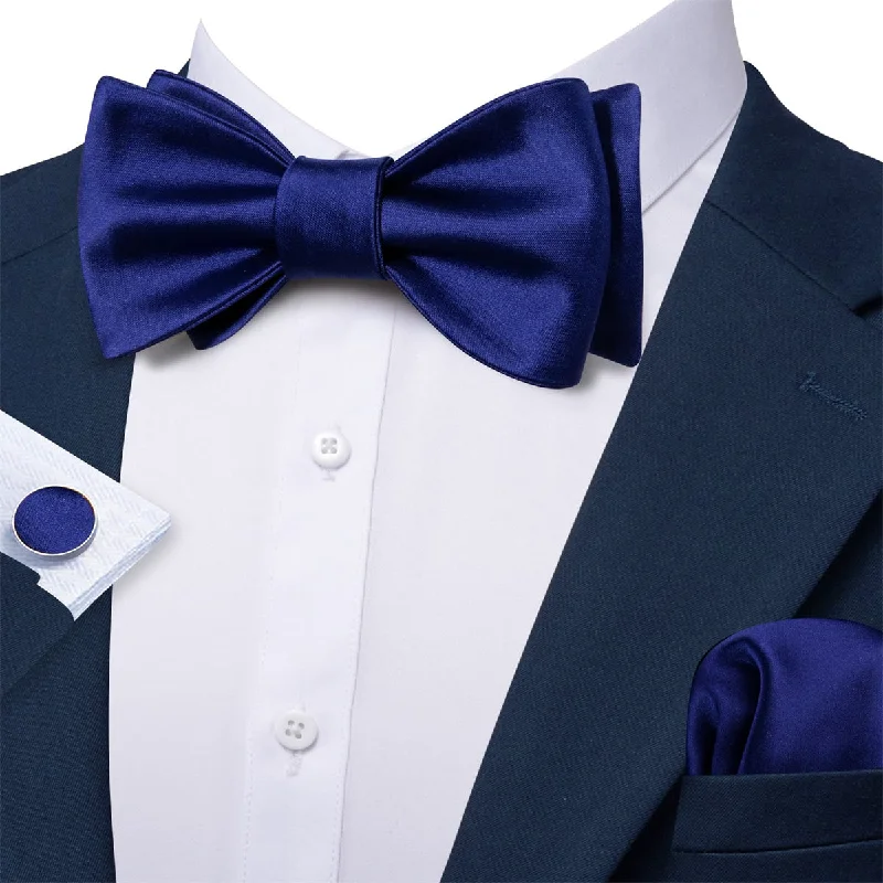 Ties2you Self Tie Bow Ties Navy Blue Solid Silk Mens Tuxedo Bow Tie Business Formal