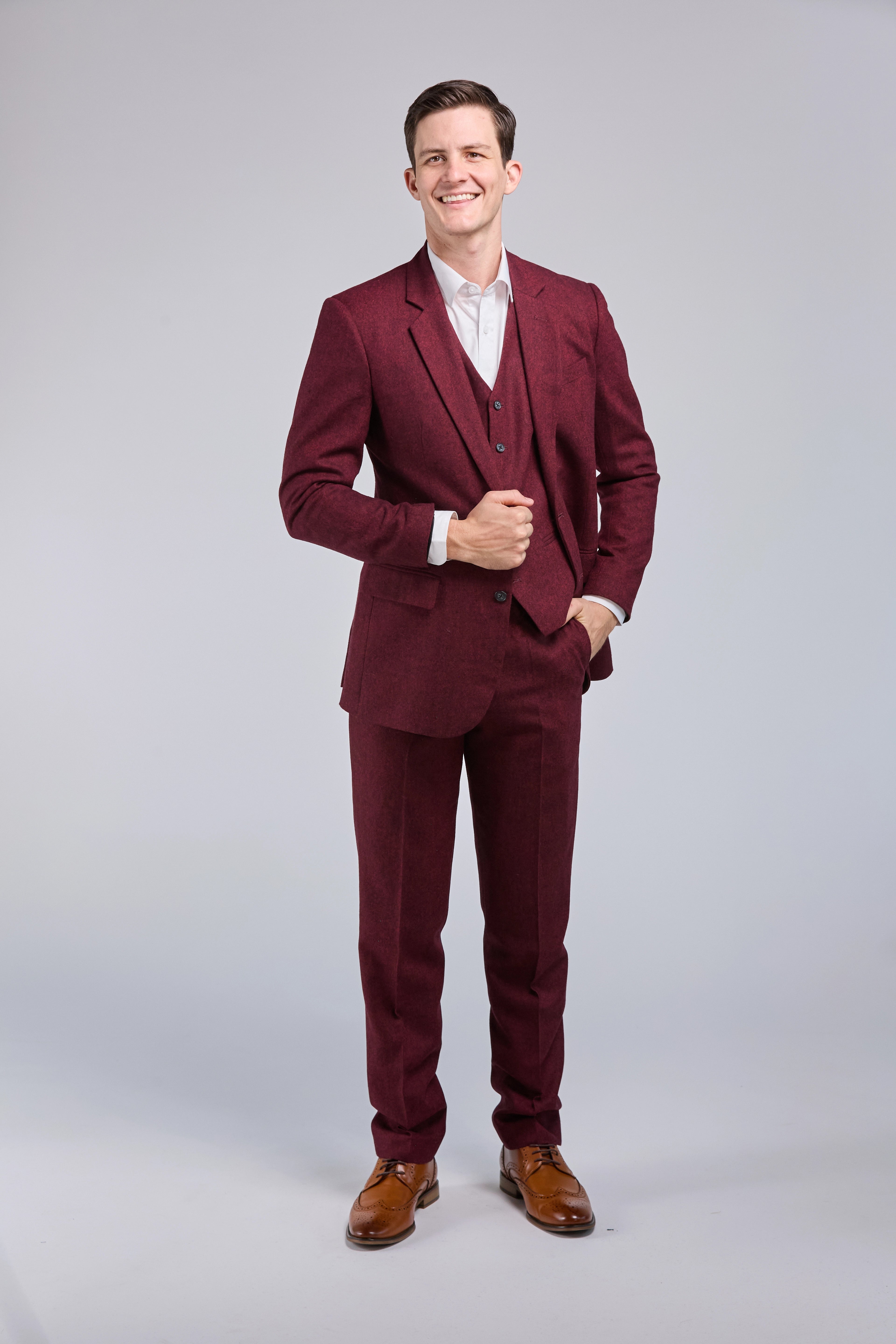 Red Classic Tweed 3 Piece Suit