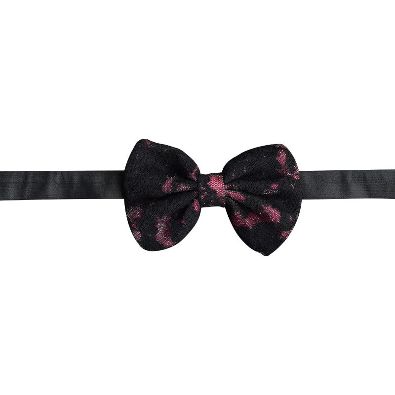 Black lace bowtie with pink