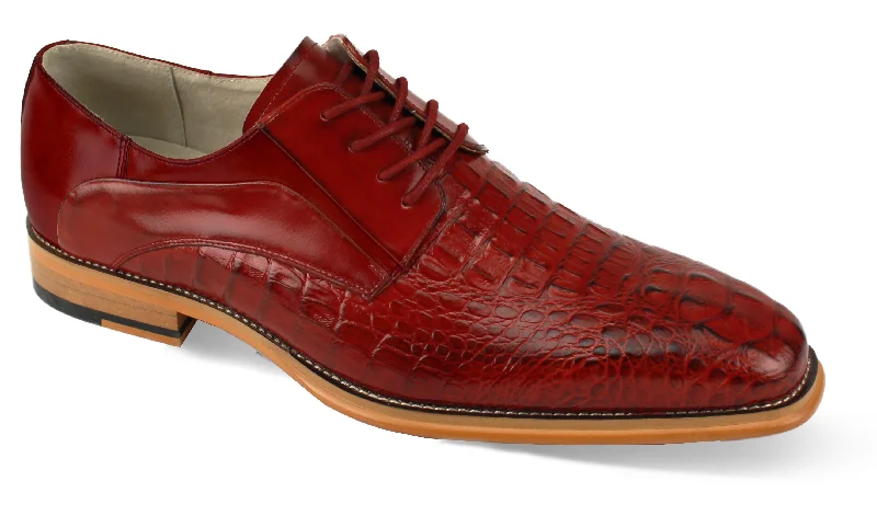 Luxe Allure: Red Crocodile Inspired Leather Lace Dress Shoes