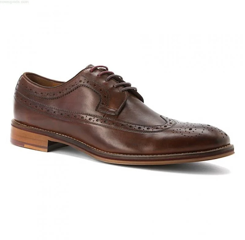 JOHNSTON & MURPHY MEN'S CONARD WINGTIP MAHOGANY CALFSKIN 2233