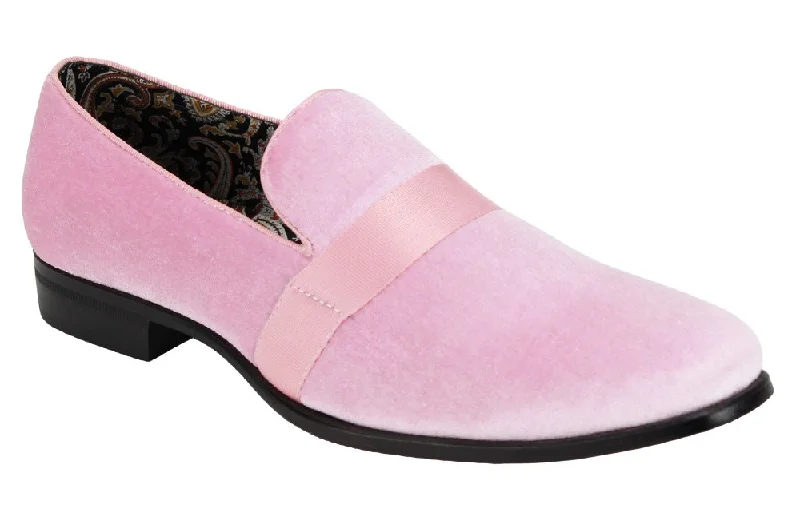 Velvet Light Pink Heeled Fashion Shoes with Matching Band -6660