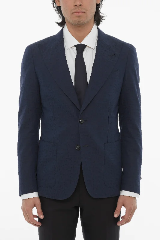 Corneliani Cc Collection Jacquard Cotton Reward Blazer With Peak Lapel