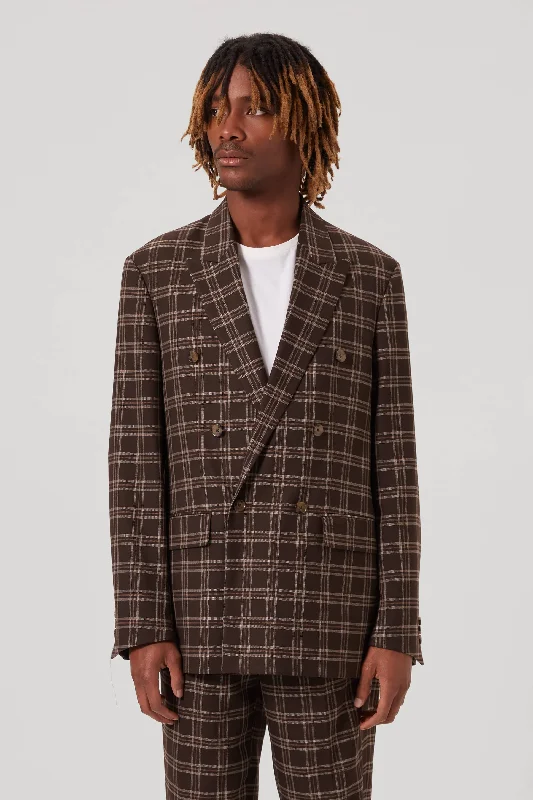 Thierry Oversized Brown Check Jacket - ARCHIVE