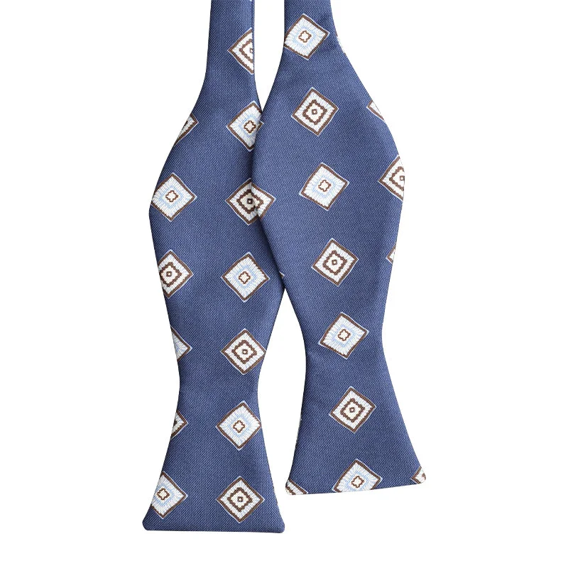 Blue bowtie with brown/blue squares