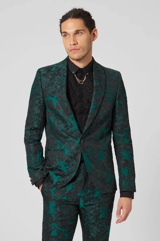 Gilmour Skinny Fit Green Floral Jacket