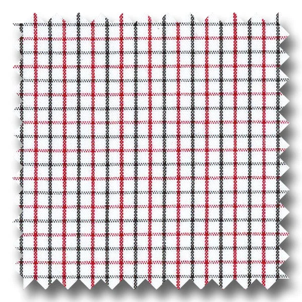 Red and Black Tattersall Check Broadcloth - Custom Dress Shirt