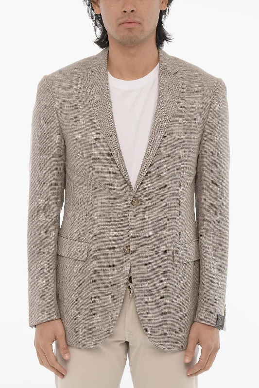 Corneliani Hopsack Side Vents Notch Lapel Academy 2-Button Blazer