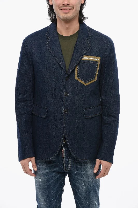 Dsquared2 Caten Bros Denim Blazer With Visible Stitching