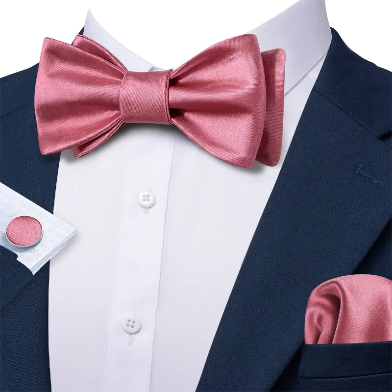 Ties2you Self Tie Bow Ties Rose Pink Solid Silk Mens Tuxedo Bow Tie Business Formal