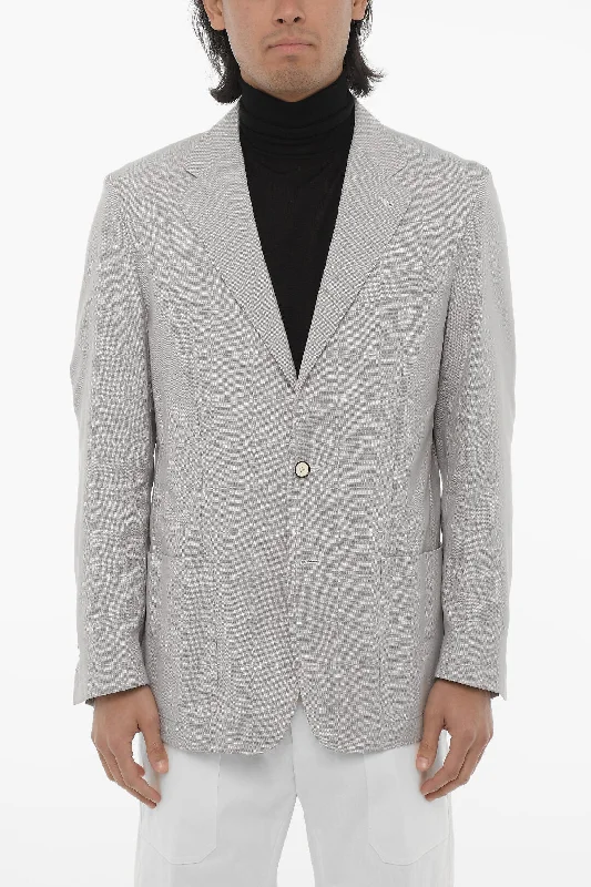 Corneliani Id Unlined Wool Blend Blazer With Patch Pockets