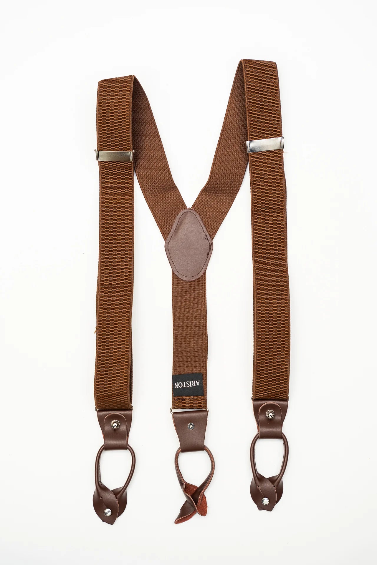 Ariston Brown Braided Suspender Suspender-Brown