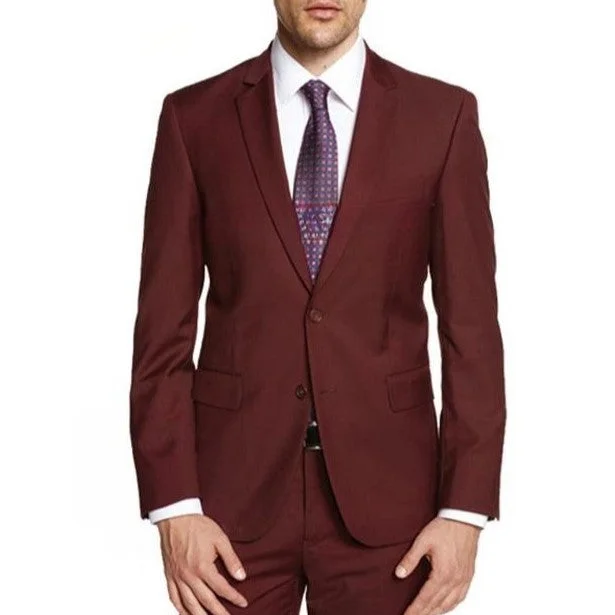 New York Man Italian Designer Burgundy 2 Piece Suit (available in Slim or Modern fit)