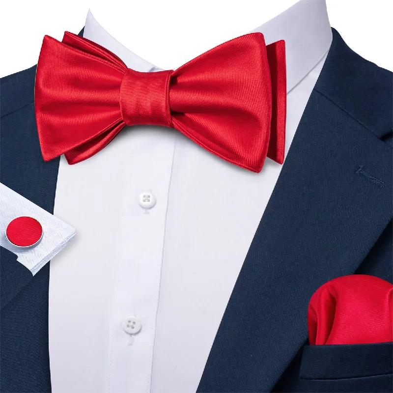 Ties2you Self Tie Bow Ties Red Solid Silk Mens Tuxedo Bow Tie Wedding