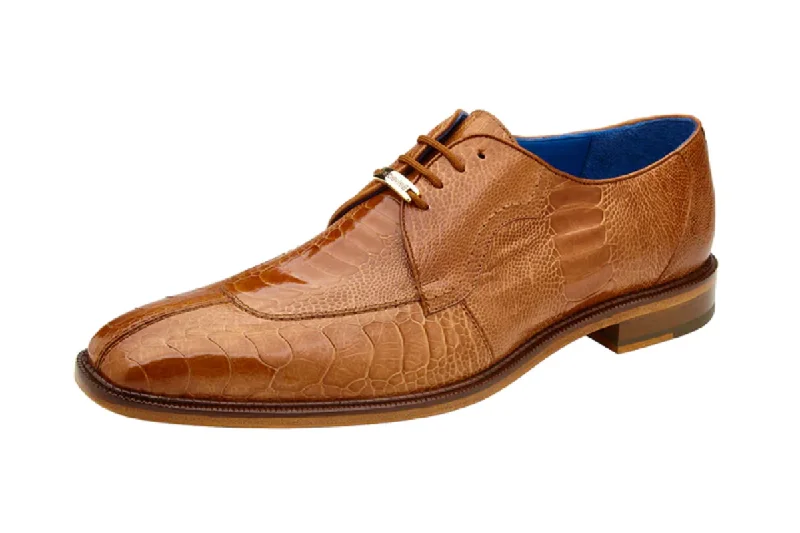 Belvedere Men's Genuine Ostrich Leg Dress Shoes in Burned Amber - Siena