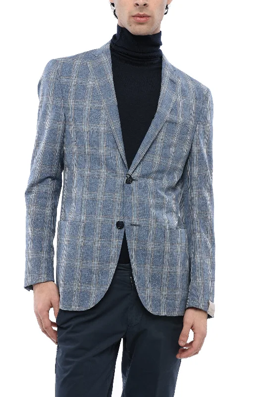 Corneliani Plaid Side Vents Notch Lapel Gate 2-Button Blazer