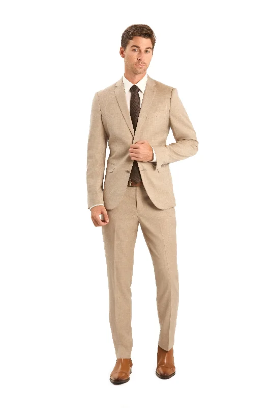 Tan Sharkskin 2 Button Suit