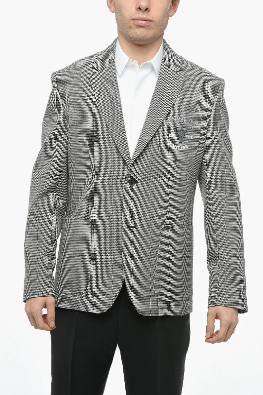 Versace Half-Lined Blazer With Houndstooth Pattern 46 Italian Size