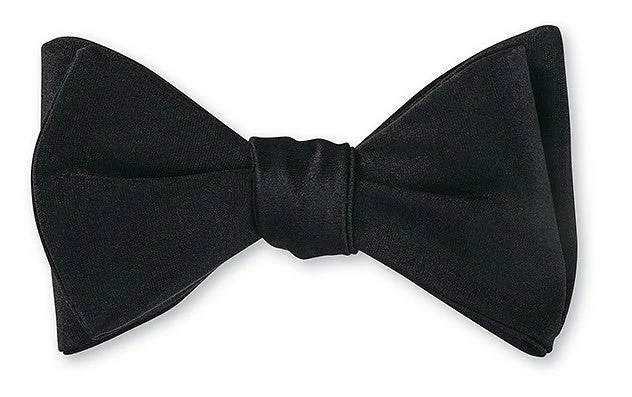 Formal Black Satin Bow Tie - B598