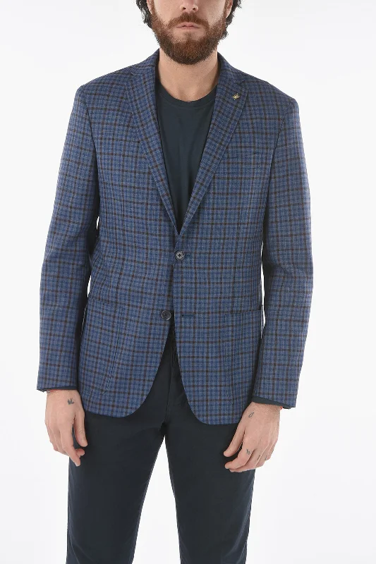 Corneliani Cc Collection Check Virgin Wool Right Notch Lapel 2-Button B 50 Italian Size