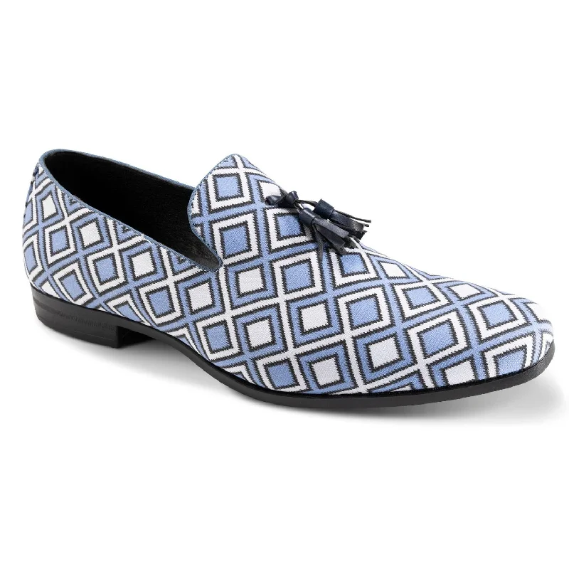 Titan Collection: Vista Blue Symmetrical Argyle Design Slip-On Loafers