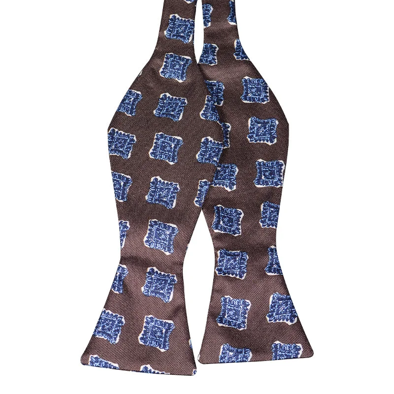 Brown bowtie with blue squares