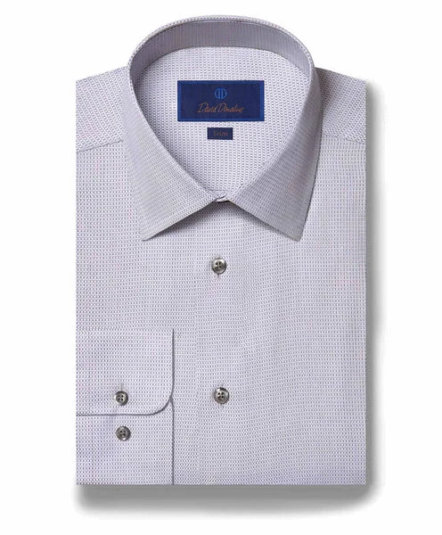 David Donahue Dress Shirt - Gray Micro Print (Trim)