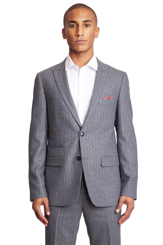 Ashton Peak Jacket - slim - Lt Grey Pinstripe Flannel