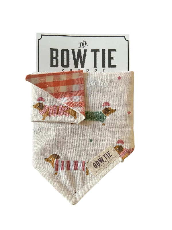 Reversible Pet Bandana - Holiday Dachshunds