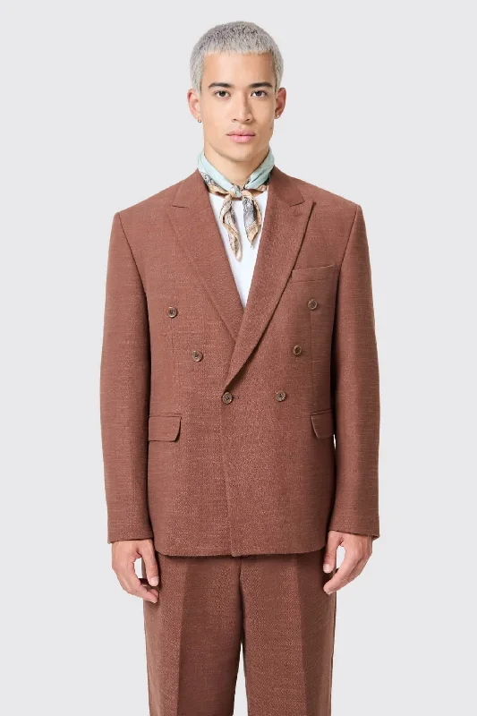 Lisandro Double Breasted Brown Cotton Jacket - ARCHIVE