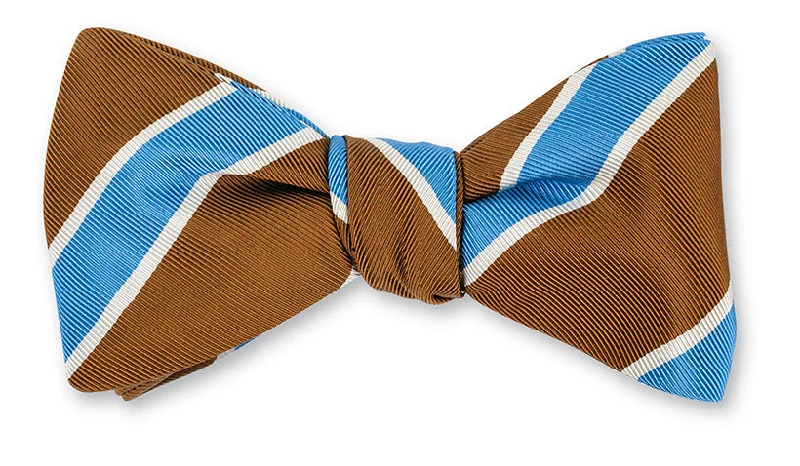 Brown/Blue Crescent Stripes Bow Tie - B5552