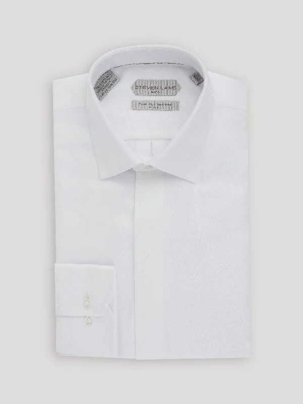 The River Twill Dress Shirt | Elite Collection | Double Woven Cotton | Button Cuff | White