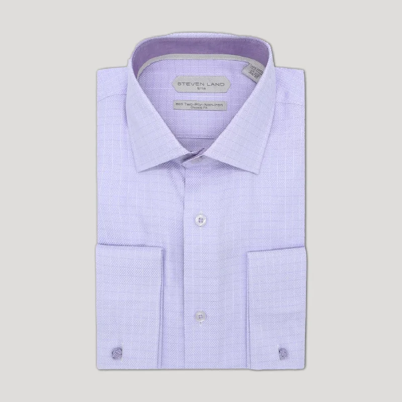 Non Iron Weave Check Dress Shirt | Purple