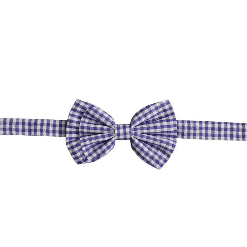 White/Purple checked bowtie