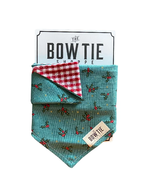 Reversible Pet Bandana - Holly Berries and Gingham