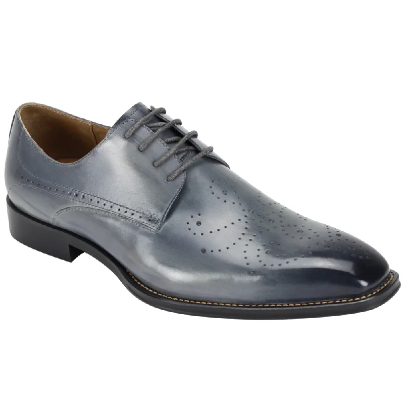 Premium Grey Leather Lace Dress Shoes - Joel