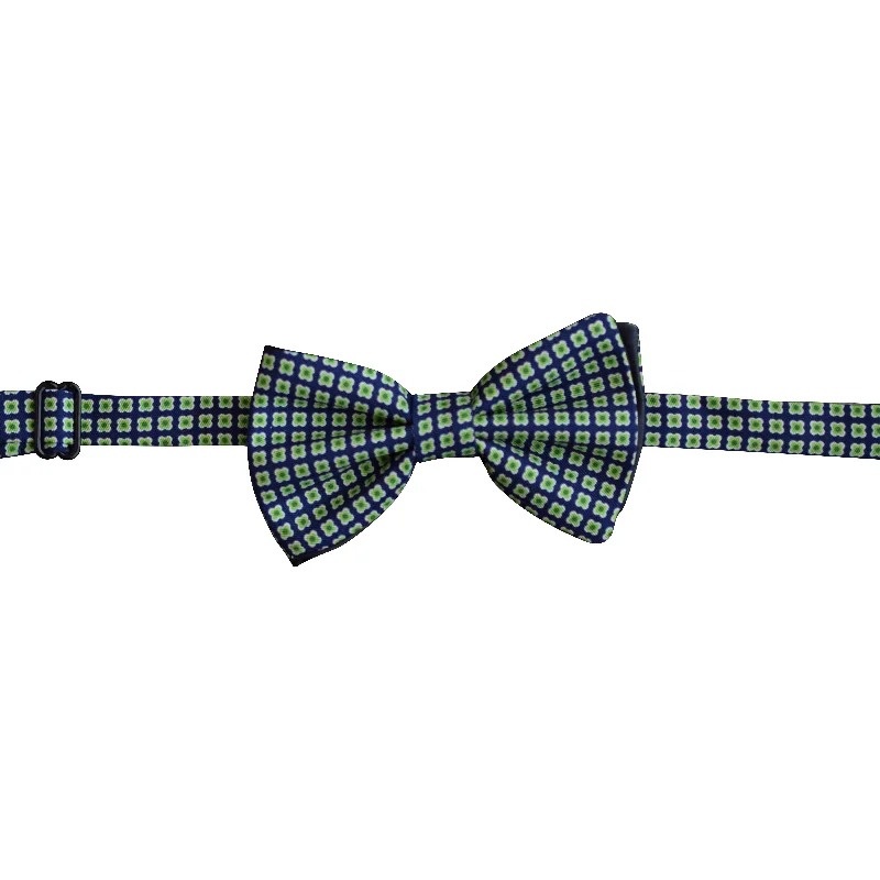 Blue bowtie with green flowers (child size)