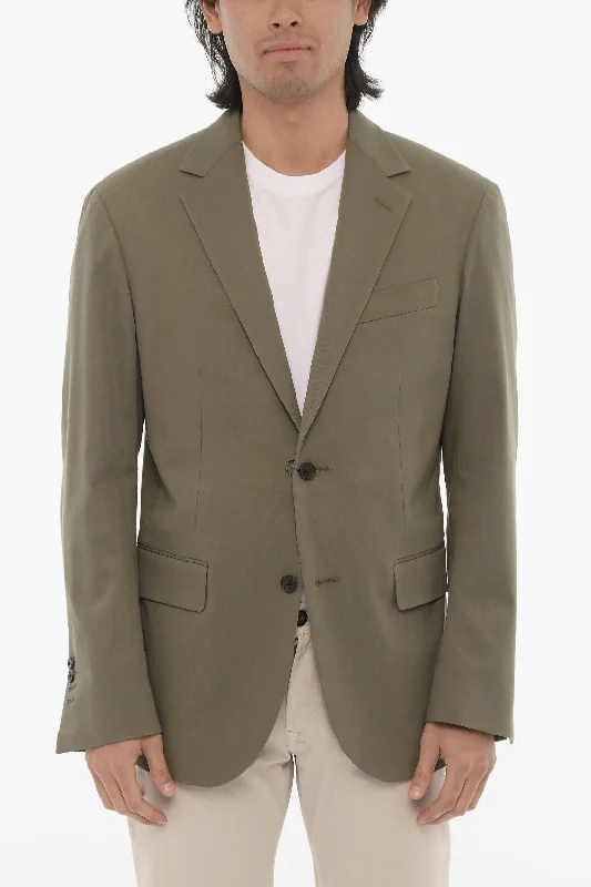 Corneliani Solid Color Stretch Cotton Circle 2-Button Blazer