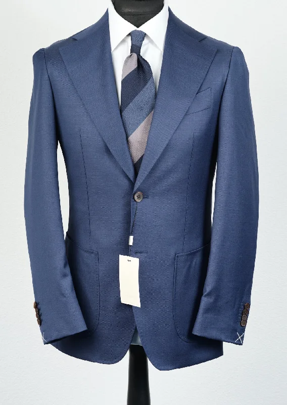 New Suitsupply Havana Mid Blue Wide Lapel Pure Wool All Season Suit - Most Sizes Available