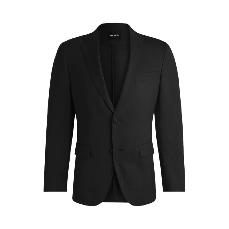 Slim-fit suit in micro-patterned performance-stretch wool