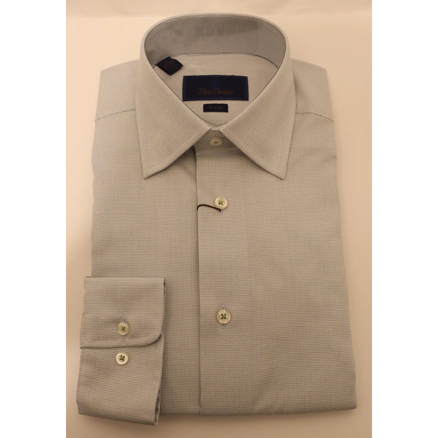 David Donahue Dress Shirt - Green Basketweave (Trim Fit)